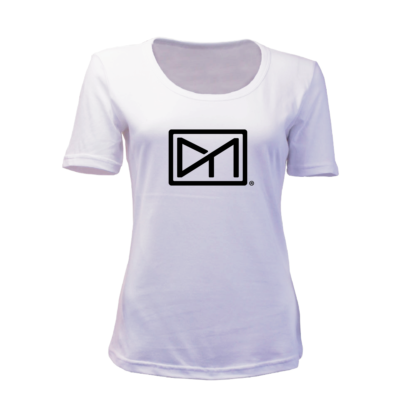 Dark Matter Ladies Fitted T-shirt | White | Black Print