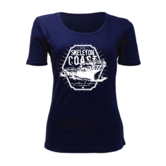 Dark Matter Skeleton Coast Ladies Fitted T-shirt | Navy | White Print