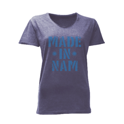 Dark Matter Made in Nam Ladies French T-shirt | Grey Melange | Blue Print