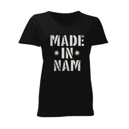 Dark Matter Made in Nam Ladies French T-shirt | Black | White Print