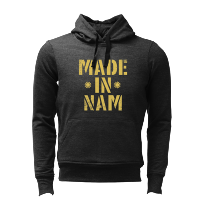 The Dark Matter Made in Nam Unisex Hoodie | Charcoal Melange | Yellow Print